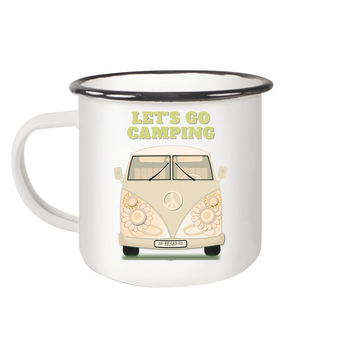 Easy Reisemobile - Let's go Camping - Emaille Tasse (Black)