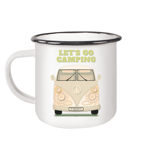 Easy Reisemobile  - Let's go Camping - Emaille Tasse (Black)